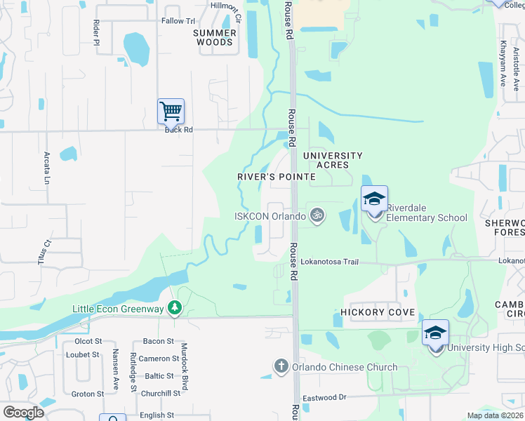 map of restaurants, bars, coffee shops, grocery stores, and more near 10843 Piping Rock Circle in Orlando