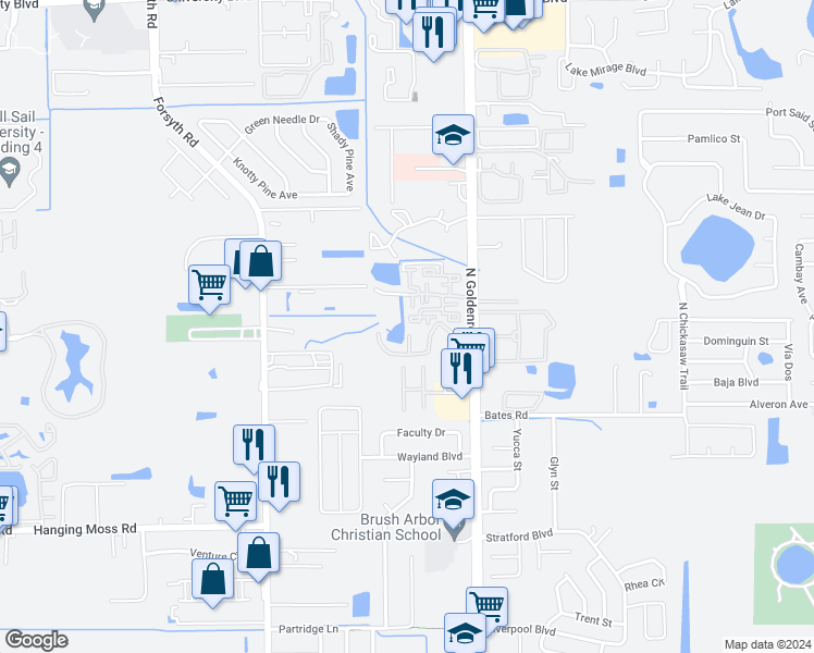 map of restaurants, bars, coffee shops, grocery stores, and more near 7229 Swallow Run in Winter Park