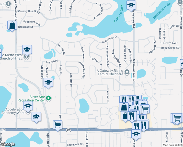 map of restaurants, bars, coffee shops, grocery stores, and more near 3010 Lambath Road in Orlando