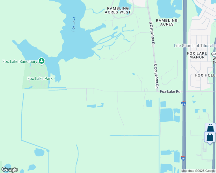 map of restaurants, bars, coffee shops, grocery stores, and more near 4105 Fox Lake Road in Titusville