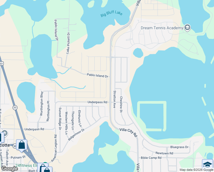 map of restaurants, bars, coffee shops, grocery stores, and more near 1169 Stratton Avenue in Groveland