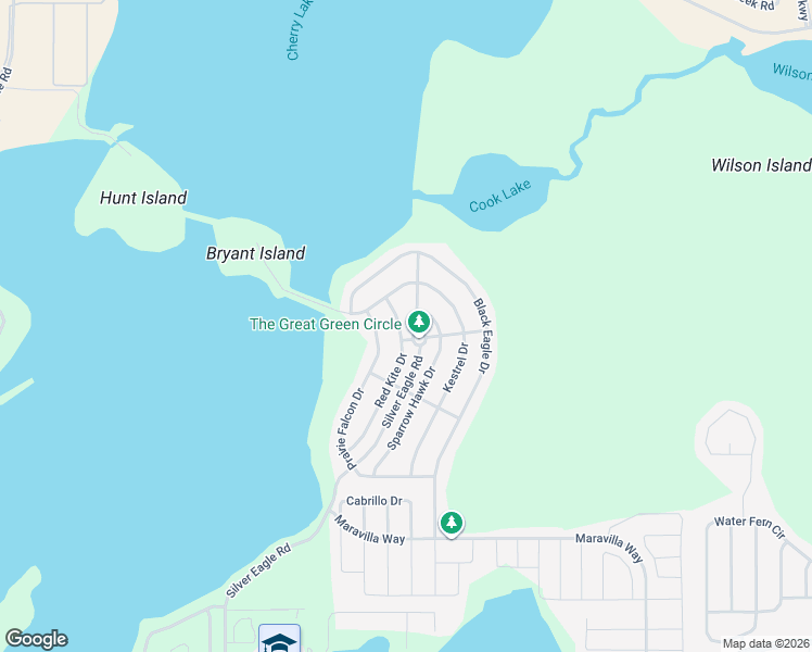 map of restaurants, bars, coffee shops, grocery stores, and more near 376 Red Kite Drive in Groveland