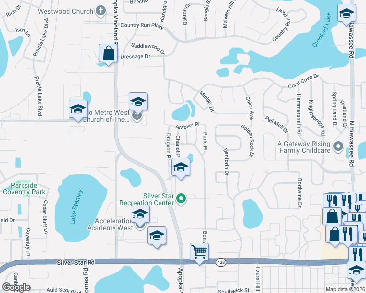 map of restaurants, bars, coffee shops, grocery stores, and more near 7918 Capstan Place in Orlando