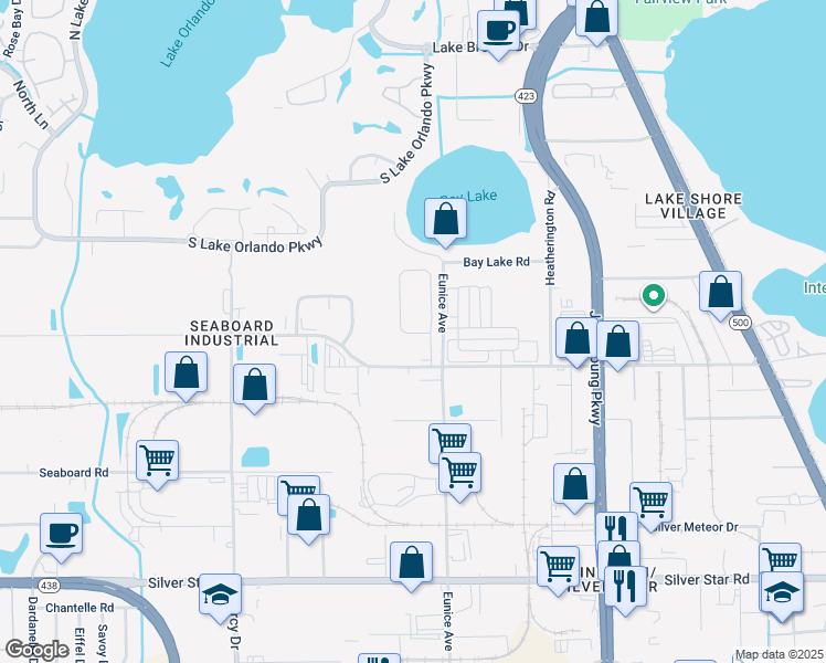 map of restaurants, bars, coffee shops, grocery stores, and more near 3731 Seneca Club Loop in Orlando