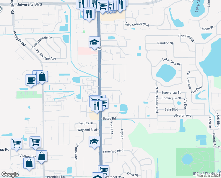 map of restaurants, bars, coffee shops, grocery stores, and more near 7650 Cranes Creek Court in Winter Park