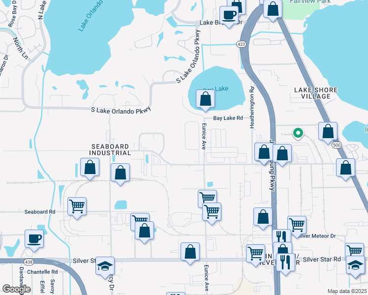 map of restaurants, bars, coffee shops, grocery stores, and more near 3731 Seneca Club Loop in Orlando