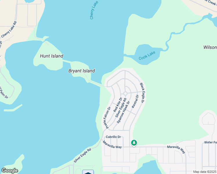 map of restaurants, bars, coffee shops, grocery stores, and more near Kestrel Drive in Groveland