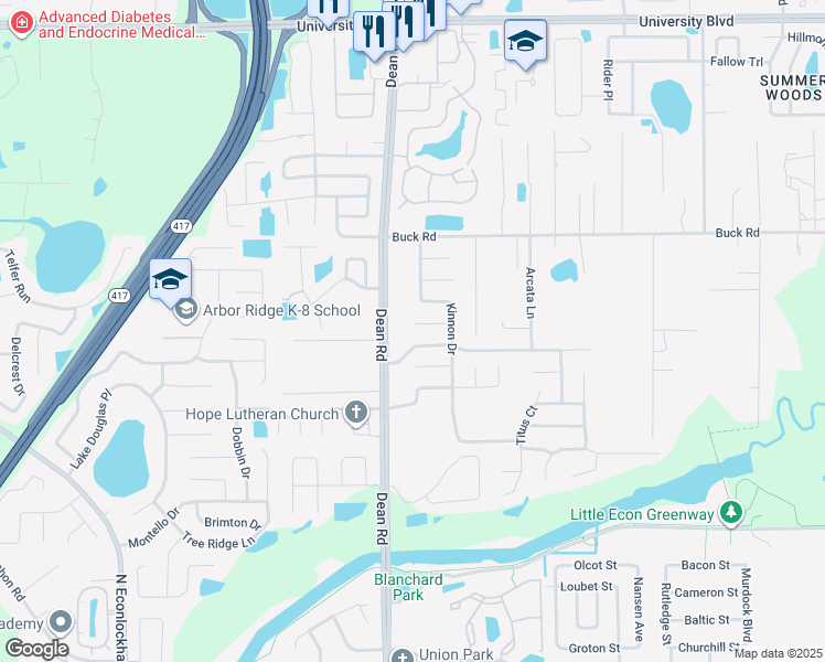 map of restaurants, bars, coffee shops, grocery stores, and more near 2731 North Dean Road in Orlando