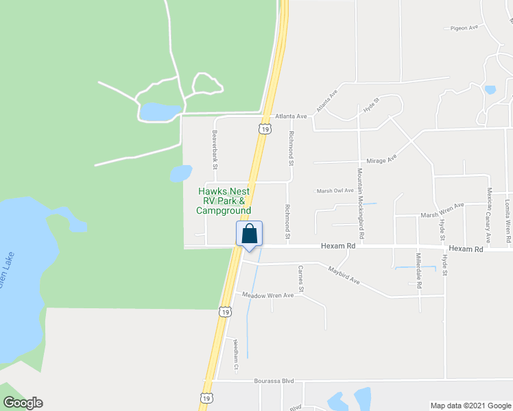map of restaurants, bars, coffee shops, grocery stores, and more near 11178 Commercial Way in Weeki Wachee