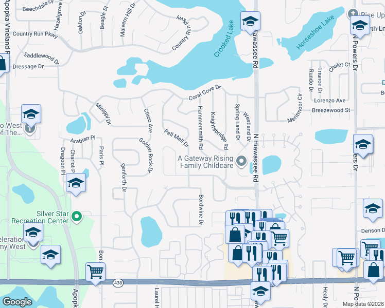 map of restaurants, bars, coffee shops, grocery stores, and more near 3119 Pell Mell Dr in Orlando