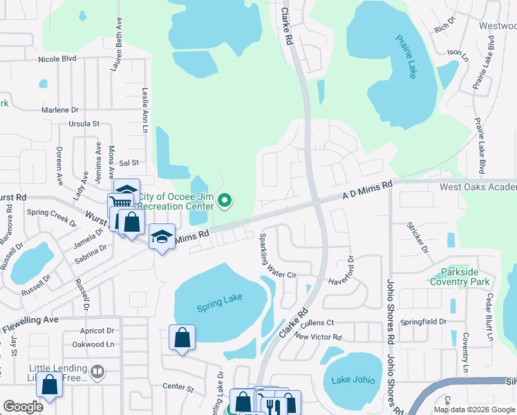 map of restaurants, bars, coffee shops, grocery stores, and more near 1258 Glenleigh Drive in Ocoee