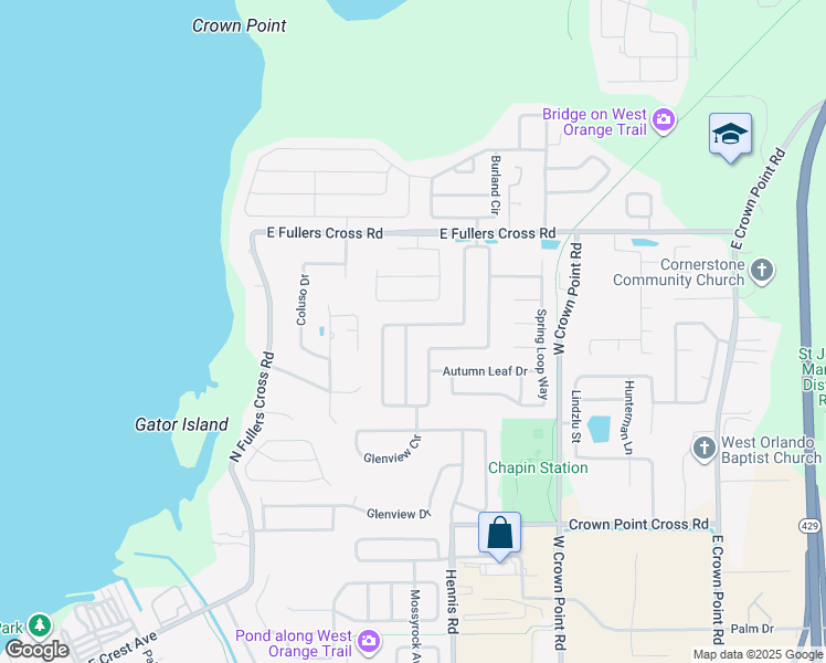 map of restaurants, bars, coffee shops, grocery stores, and more near 1529 Spring Ridge Circle in Winter Garden