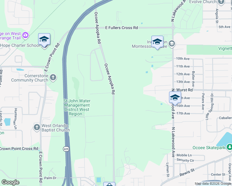 map of restaurants, bars, coffee shops, grocery stores, and more near 1305 Ocoee Apopka Road in Ocoee