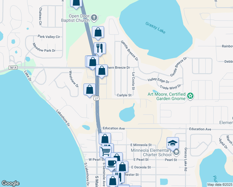 map of restaurants, bars, coffee shops, grocery stores, and more near 604 Cherry Laurel Street in Clermont