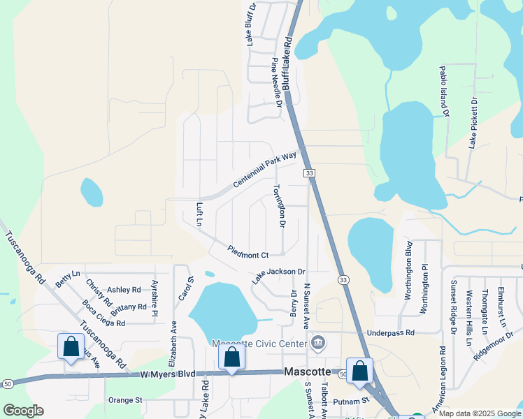 map of restaurants, bars, coffee shops, grocery stores, and more near 1668 Gopher Tree Street in Mascotte