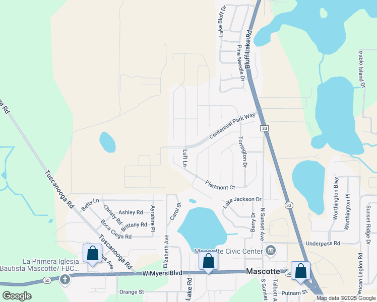 map of restaurants, bars, coffee shops, grocery stores, and more near 1660 Luft Lane in Mascotte
