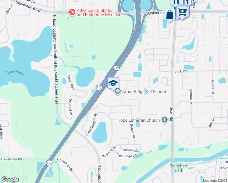 map of restaurants, bars, coffee shops, grocery stores, and more near 2900 Logandale Drive in Orlando