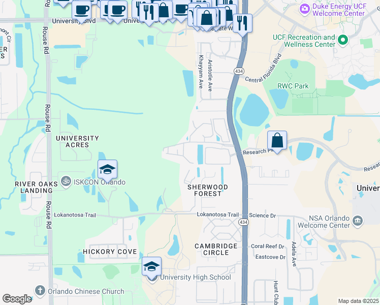 map of restaurants, bars, coffee shops, grocery stores, and more near 3312 Hoskins Holler in Orlando