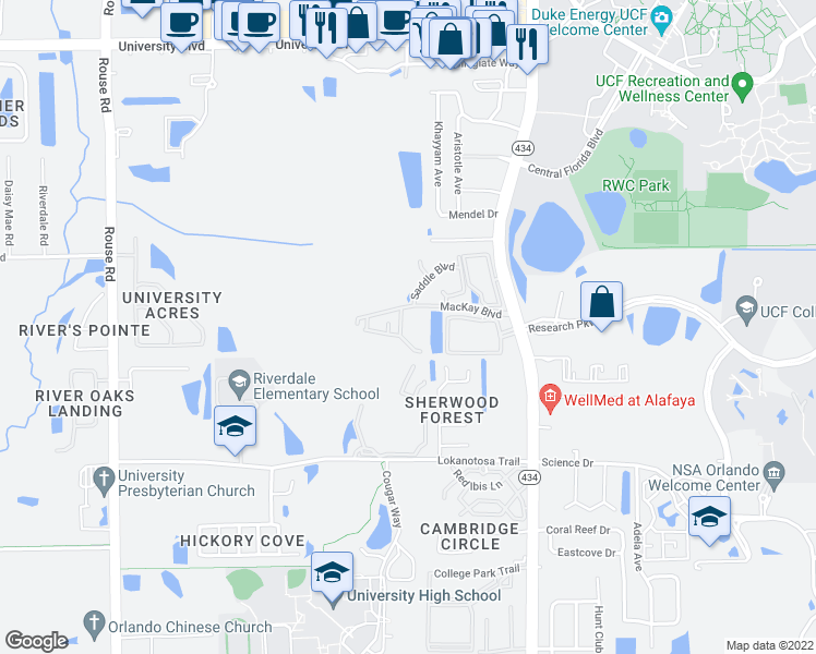 map of restaurants, bars, coffee shops, grocery stores, and more near 3309 Hoskins Holler in Orlando