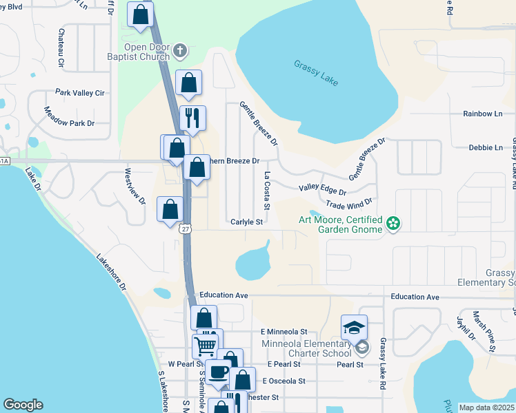map of restaurants, bars, coffee shops, grocery stores, and more near 626 Whisper Sound Street in Clermont