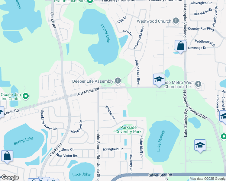 map of restaurants, bars, coffee shops, grocery stores, and more near 2286 Wellington Place Avenue in Ocoee