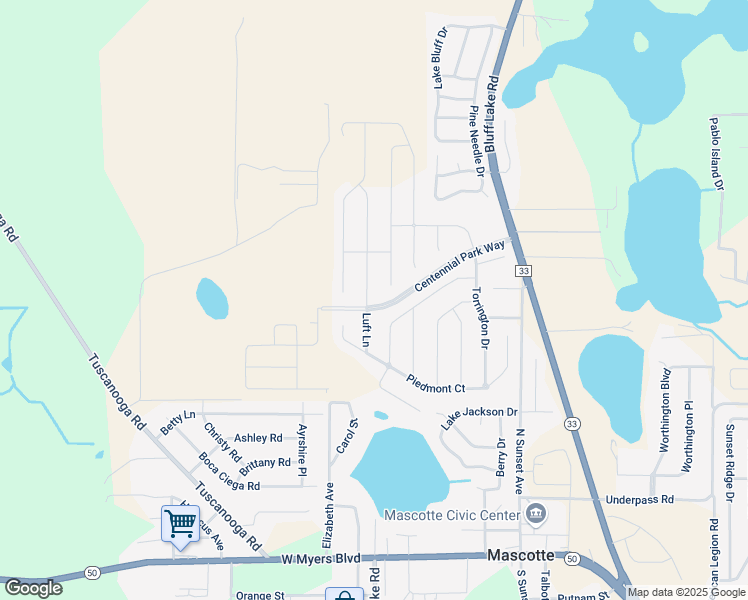 map of restaurants, bars, coffee shops, grocery stores, and more near 2365 Crossandra Street in Mascotte