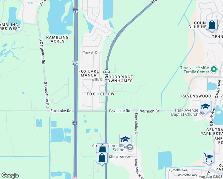 map of restaurants, bars, coffee shops, grocery stores, and more near 3463 Joe Murell Drive in Titusville