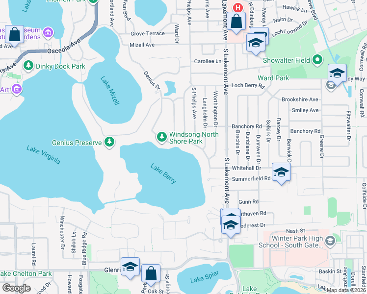 map of restaurants, bars, coffee shops, grocery stores, and more near 643 Balmoral Road in Winter Park