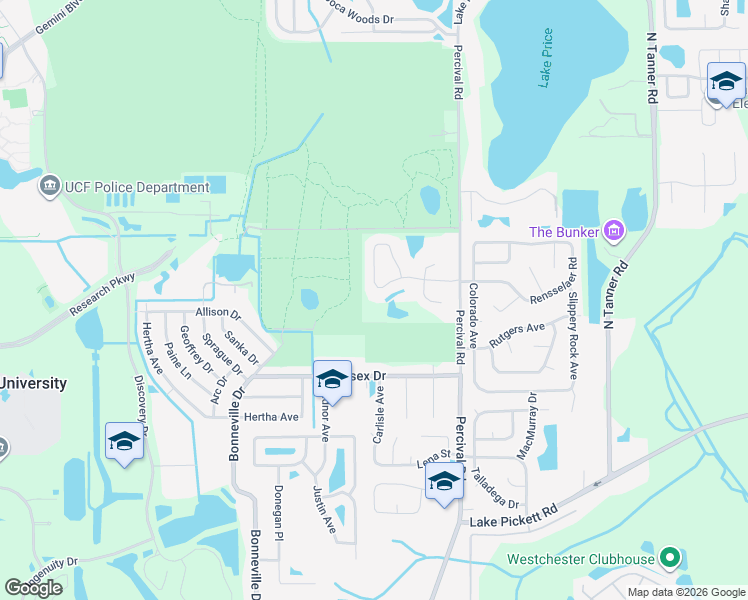 map of restaurants, bars, coffee shops, grocery stores, and more near 13830 Ginger Creek Boulevard in Orlando