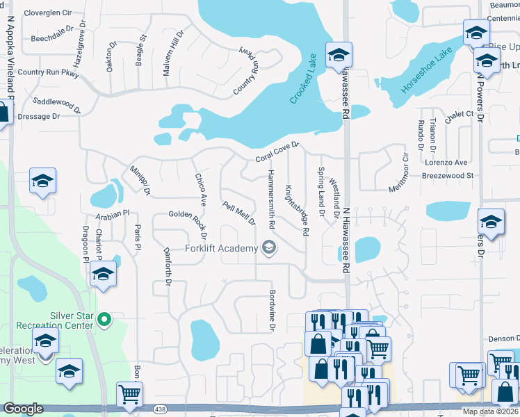 map of restaurants, bars, coffee shops, grocery stores, and more near 7319 Habbersham Drive in Orlando