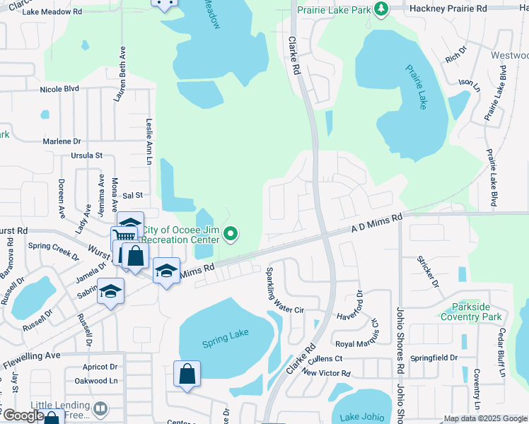 map of restaurants, bars, coffee shops, grocery stores, and more near 1370 Plumgrass Circle in Ocoee