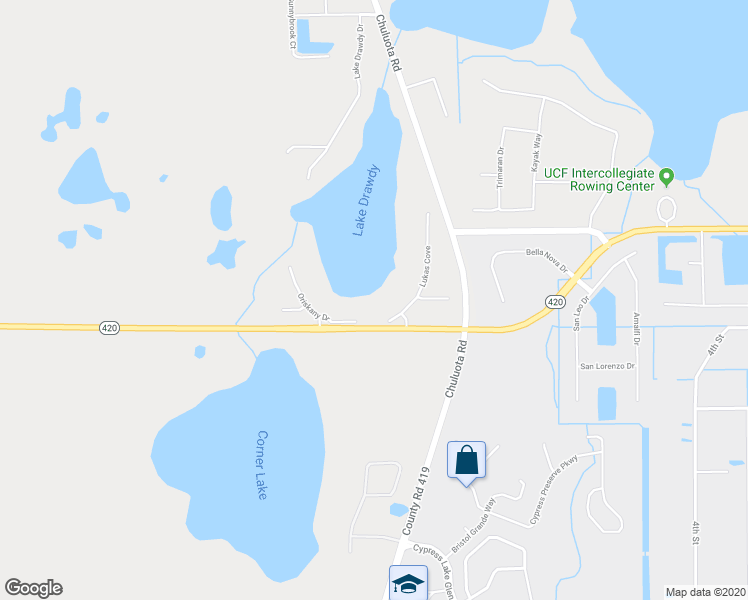 map of restaurants, bars, coffee shops, grocery stores, and more near 3314 Lukas Cove in Orlando