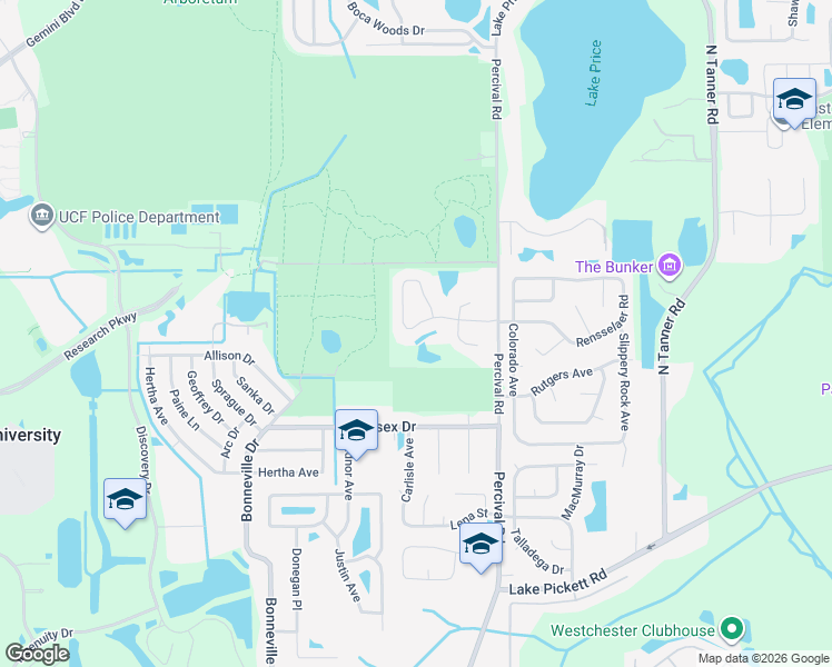 map of restaurants, bars, coffee shops, grocery stores, and more near 13830 Ginger Creek Boulevard in Orlando