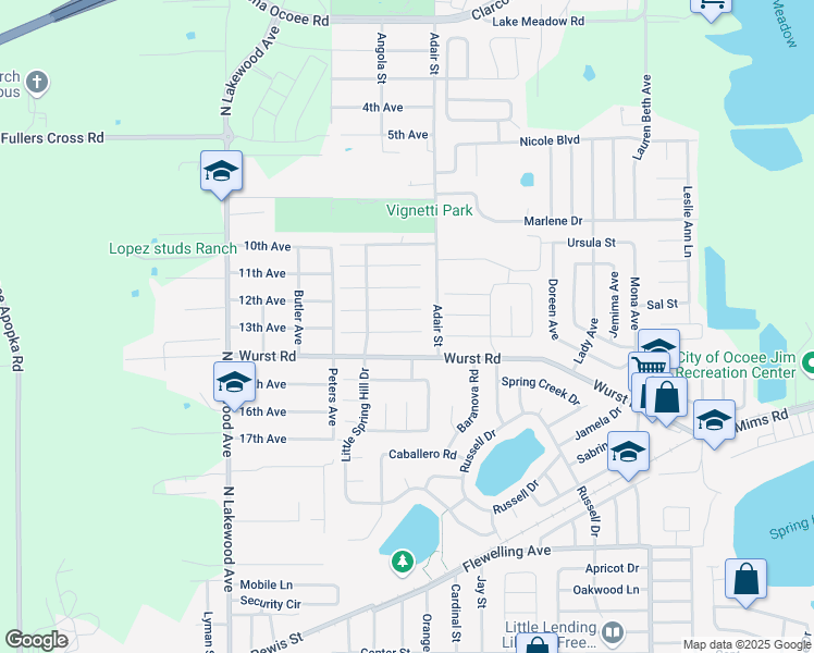 map of restaurants, bars, coffee shops, grocery stores, and more near 474 New Meadows Court in Ocoee