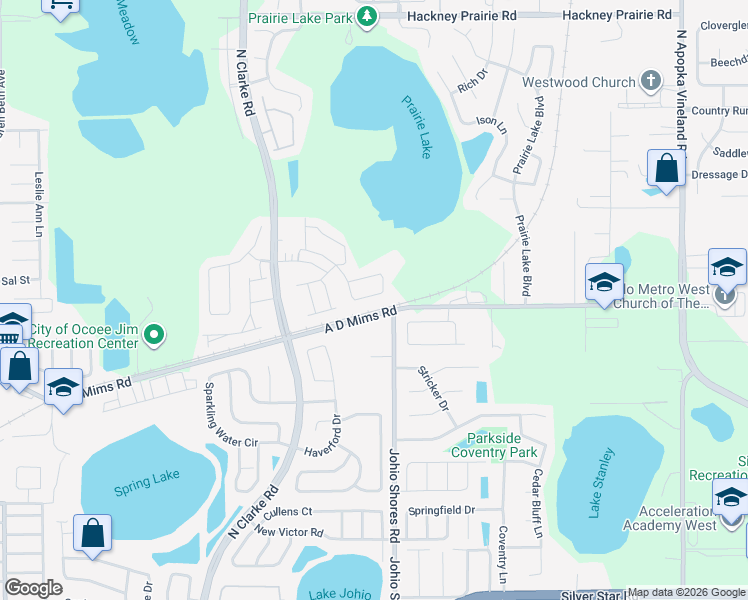 map of restaurants, bars, coffee shops, grocery stores, and more near 2012 Switch Grass Circle in Ocoee
