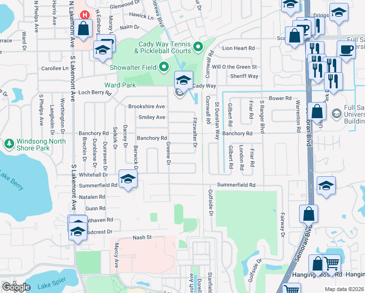 map of restaurants, bars, coffee shops, grocery stores, and more near 2509 Forfarshire Drive in Winter Park