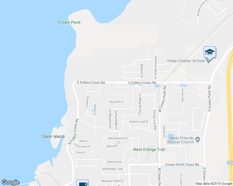 map of restaurants, bars, coffee shops, grocery stores, and more near 633 Monte Vista Way in Winter Garden