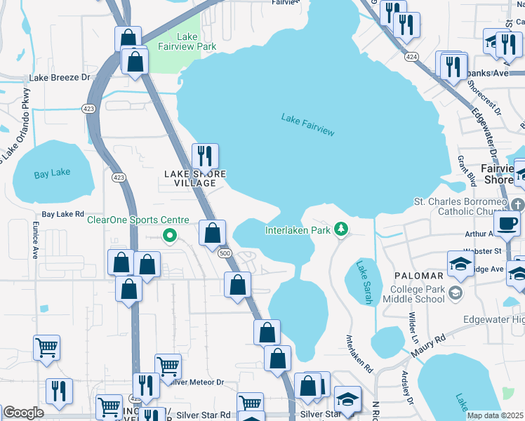 map of restaurants, bars, coffee shops, grocery stores, and more near 4147 South Orange Blossom Trail in Orlando