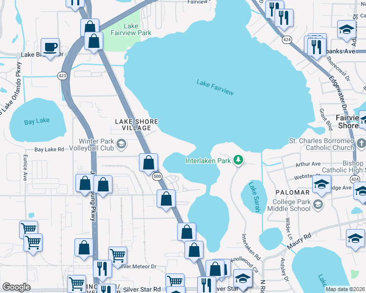 map of restaurants, bars, coffee shops, grocery stores, and more near 4147 South Orange Blossom Trail in Orlando
