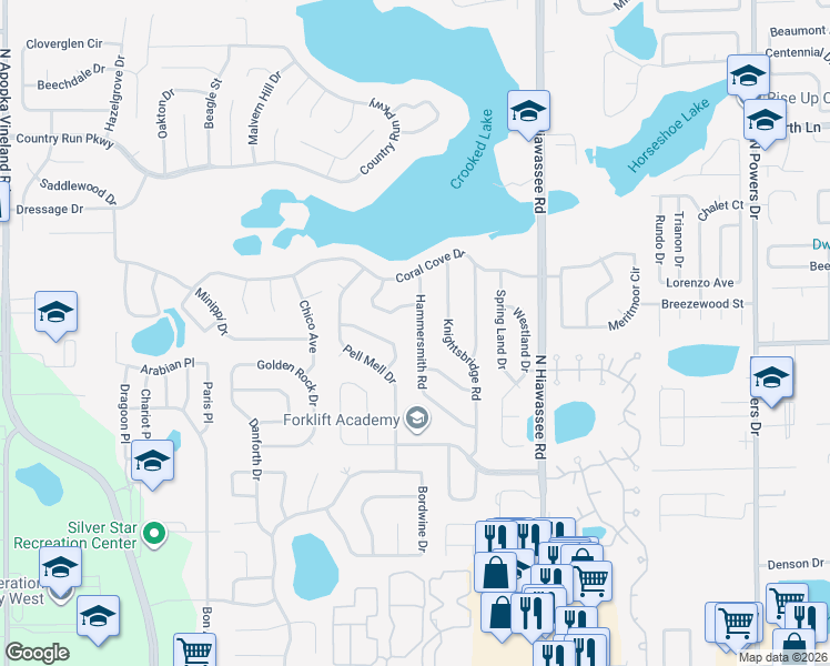 map of restaurants, bars, coffee shops, grocery stores, and more near 7319 Habbersham Drive in Orlando