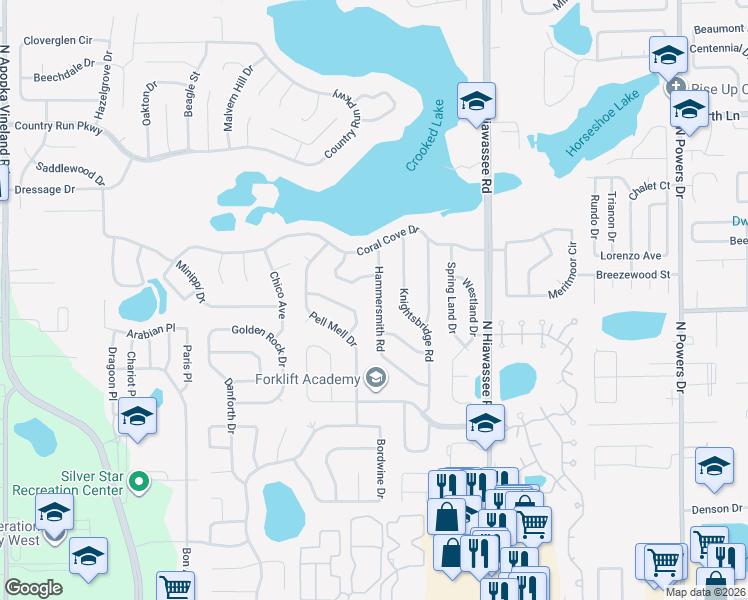 map of restaurants, bars, coffee shops, grocery stores, and more near 7319 Habbersham Drive in Orlando