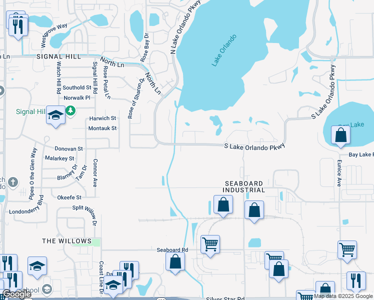 map of restaurants, bars, coffee shops, grocery stores, and more near 4497 Real Court in Orlando