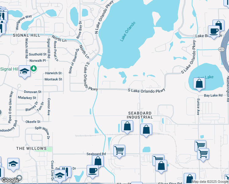 map of restaurants, bars, coffee shops, grocery stores, and more near 3717 Camino Way in Orlando