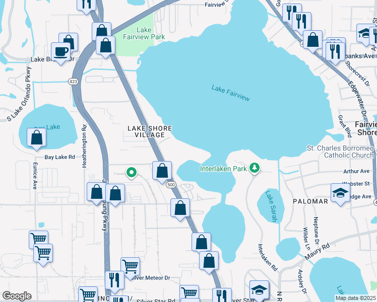 map of restaurants, bars, coffee shops, grocery stores, and more near 4147 South Orange Blossom Trail in Orlando