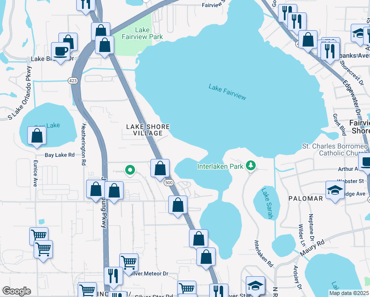 map of restaurants, bars, coffee shops, grocery stores, and more near 4177 North Orange Blossom Trail in Orlando
