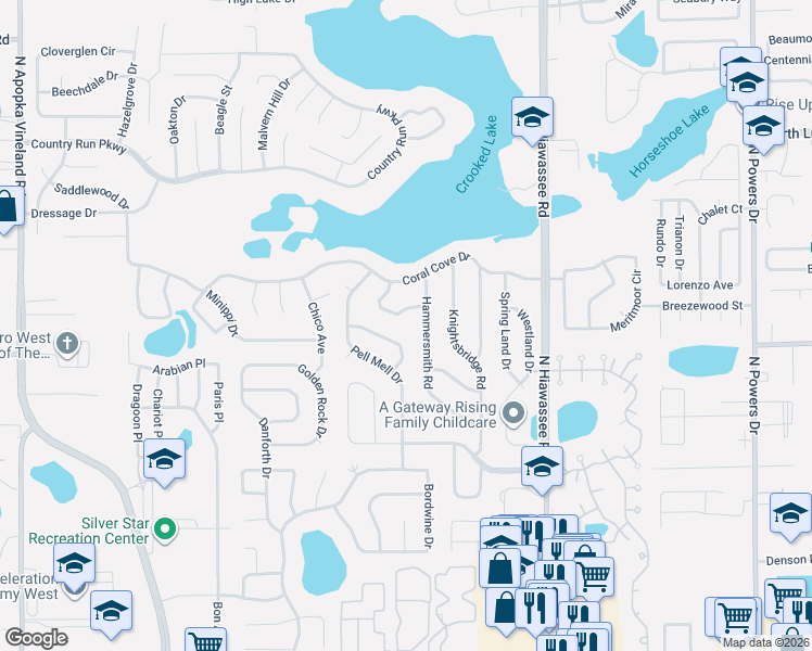 map of restaurants, bars, coffee shops, grocery stores, and more near 6712 Callie Road in Orlando