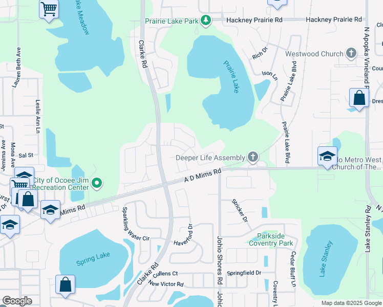 map of restaurants, bars, coffee shops, grocery stores, and more near 1934 Switch Grass Circle in Ocoee