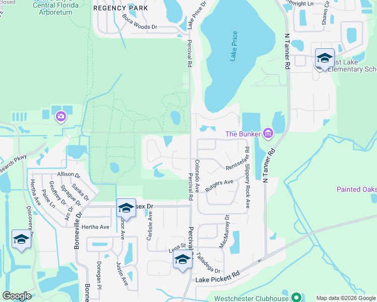 map of restaurants, bars, coffee shops, grocery stores, and more near 3800 Percival Road in Orlando