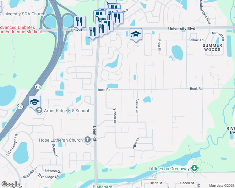 map of restaurants, bars, coffee shops, grocery stores, and more near 2935 Ahern Drive in Orlando