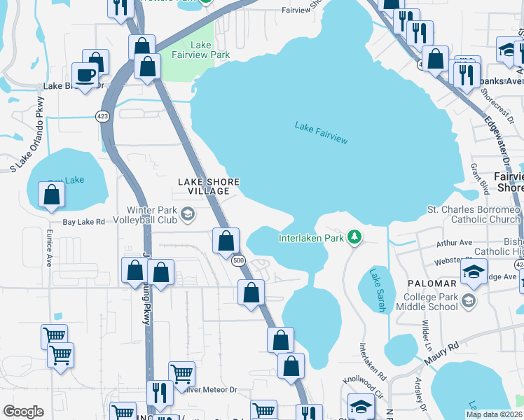 map of restaurants, bars, coffee shops, grocery stores, and more near 4147 South Orange Blossom Trail in Orlando